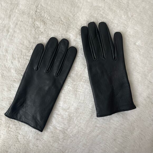 Black Leather Phone Touch Gloves Size Medium - Picture 2 of 6